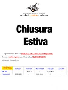 chiusura estiva