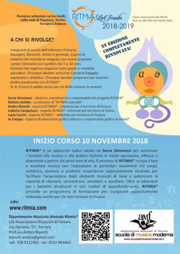 CORSO DI FORMAZIONE METODO RITMÌA – LA SCUOLA – XVI Edizione